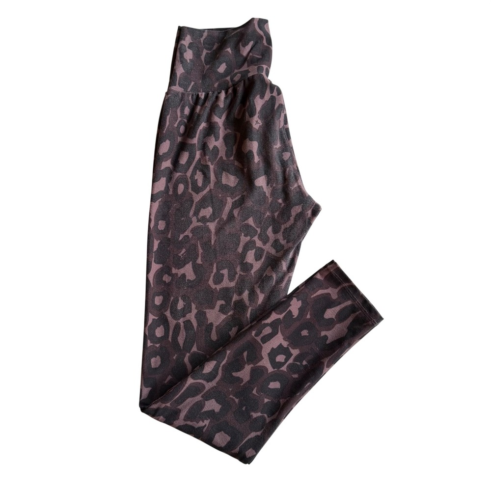 SweetLegs Leopard Print Leggings Plum Purple High Waisted Animal Print Womens OS